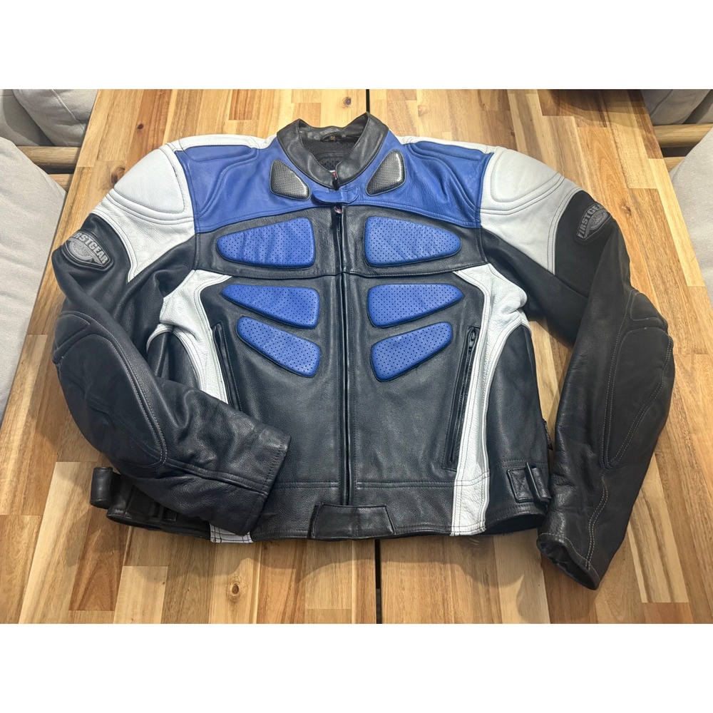 FIRSTGEAR INTERSPORT Armored Black‎ Motorcycle Leather Jacket Size 50 Vintage